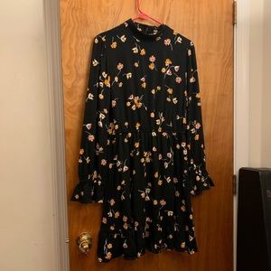 floral bell sleeve long sleeve dress
